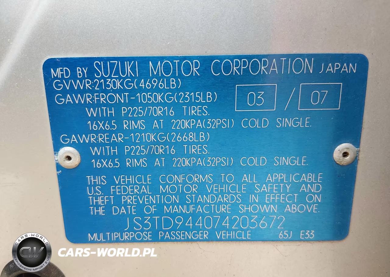 2007 Suzuki Grand Vitara Xsport VIN:JS3TD944074203672 - 9