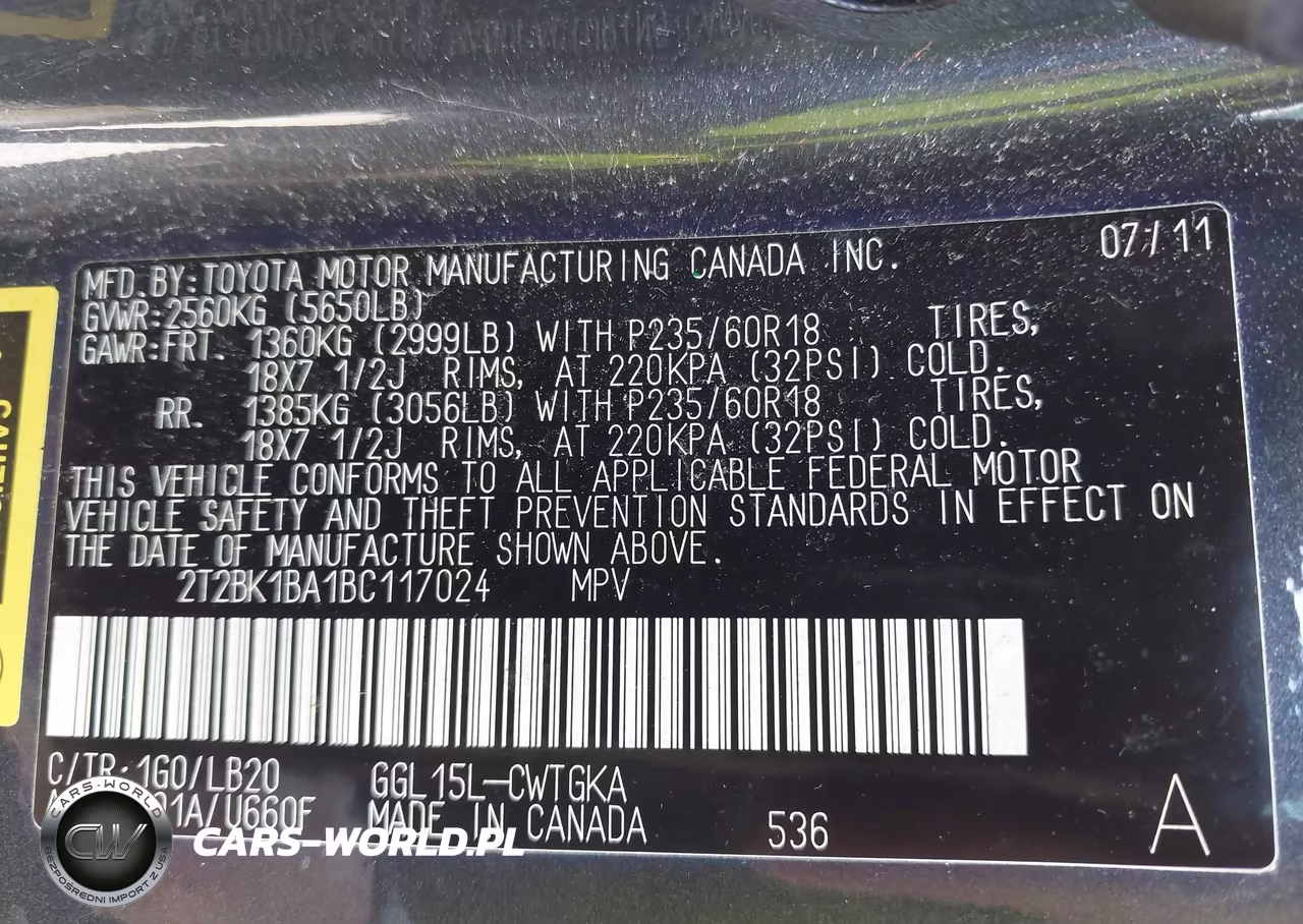 2011 Lexus Rx 350 VIN:2T2BK1BA1BC117024 - 9