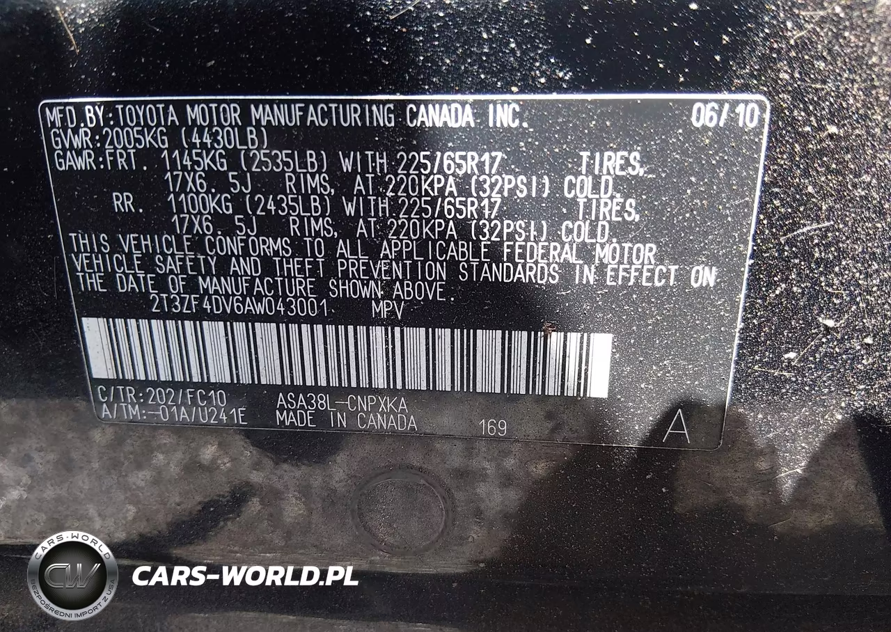 2010 Toyota Rav4 VIN:2T3ZF4DV6AW043001 - 9