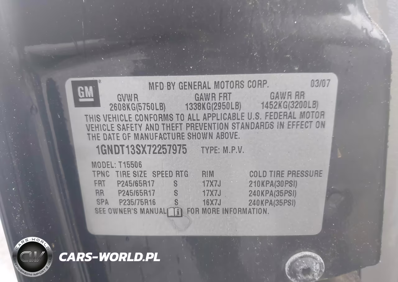 2007 Chevrolet Trailblazer Lt VIN:1GNDT13SX72257975 - 9