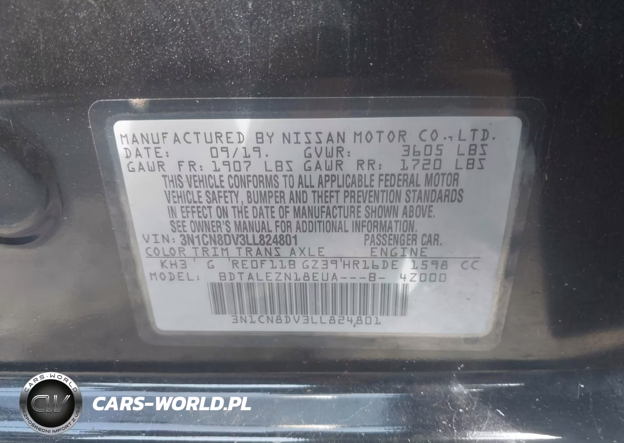 2020 Nissan Versa S Xtronic Cvt VIN:3N1CN8DV3LL824801 - 9