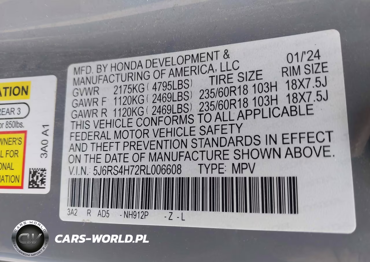 2024 Honda Cr-V Ex-L Awd VIN:5J6RS4H72RL006608 - 9