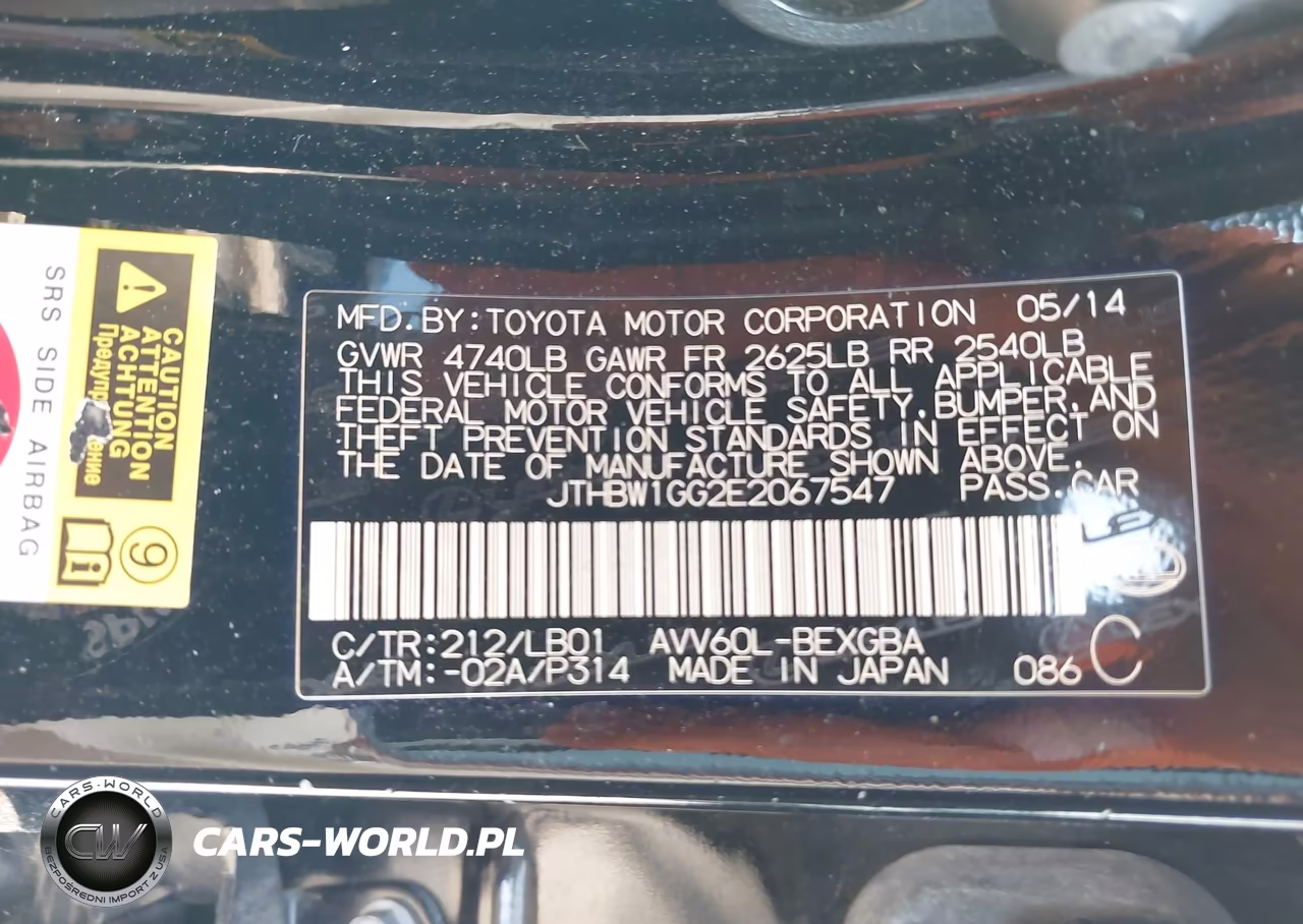 2014 Lexus Es 300H VIN:JTHBW1GG2E2067547 - 9