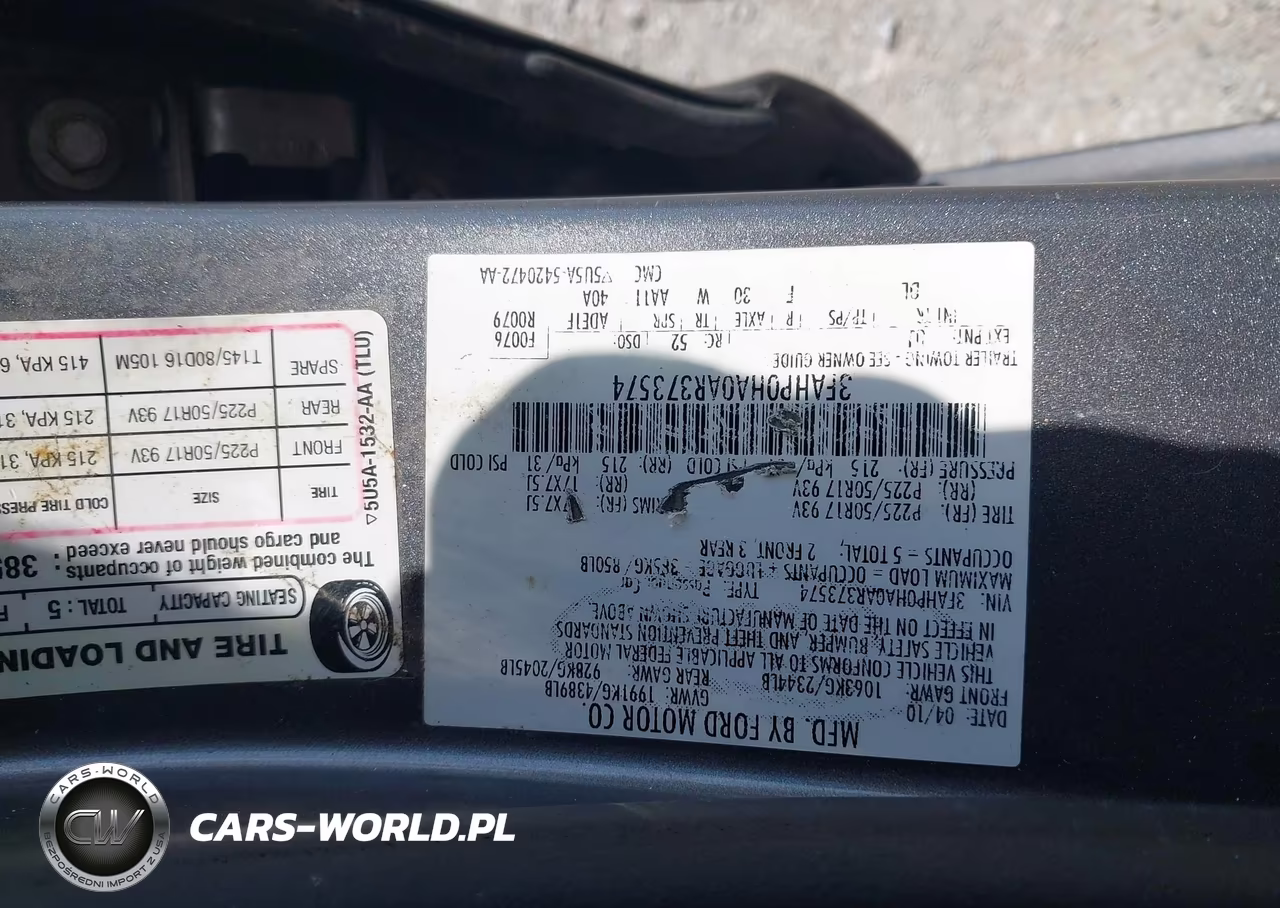 2010 Ford Fusion Se VIN:3FAHP0HA0AR373574 - 9