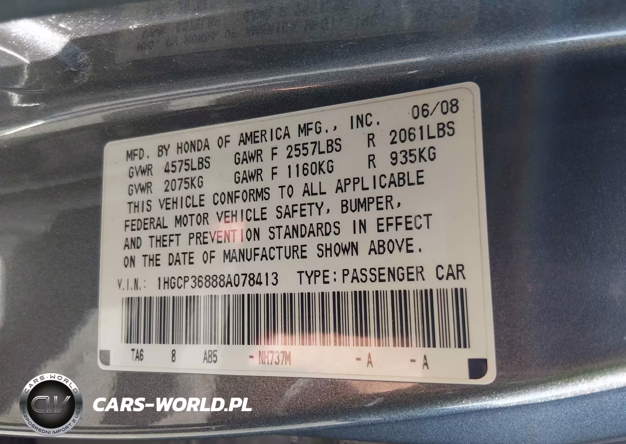 2008 Honda Accord 3.5 Ex-L VIN:1HGCP36888A078413 - 9
