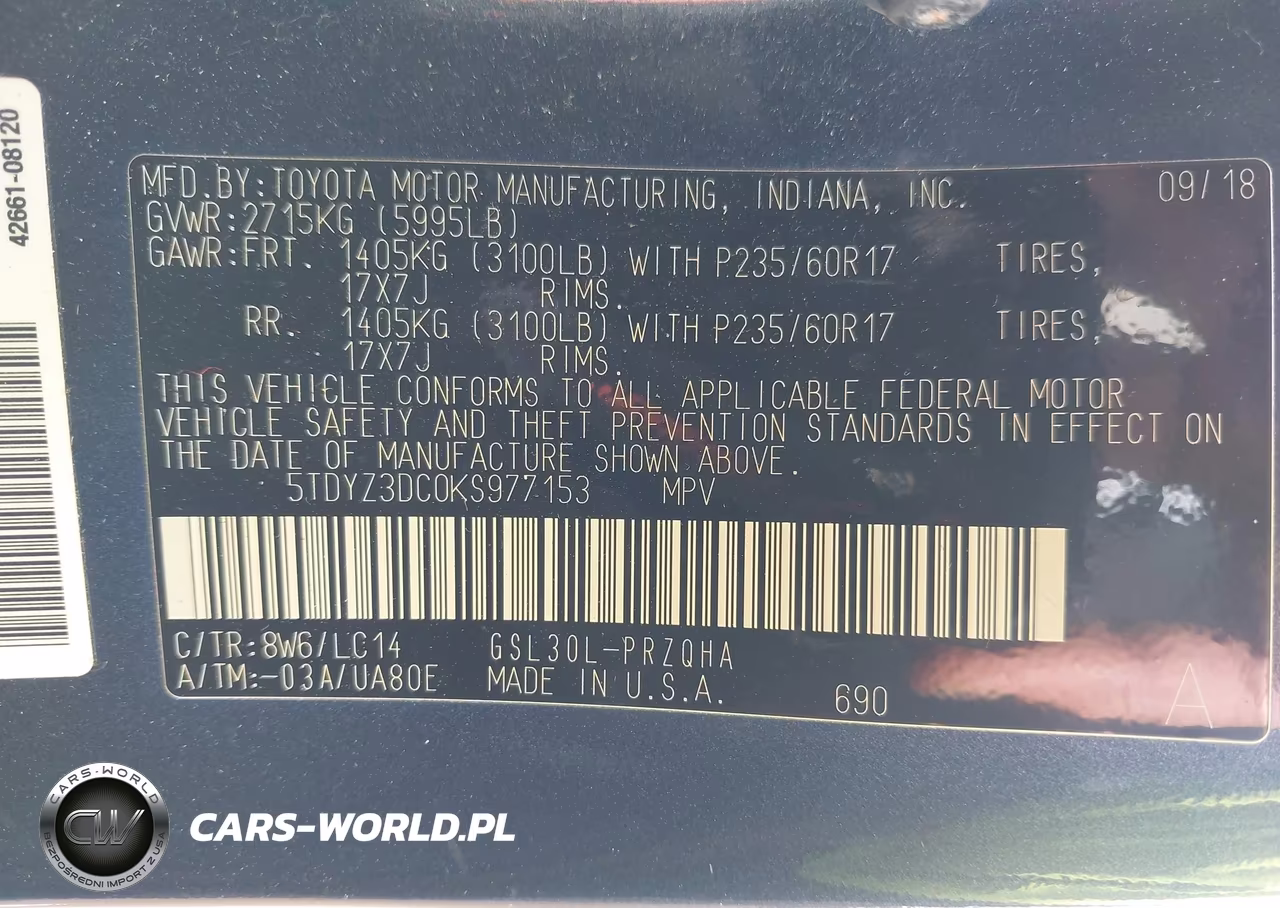 2019 Toyota Sienna Xle 8 Passenger VIN:5TDYZ3DC0KS977153 - 9