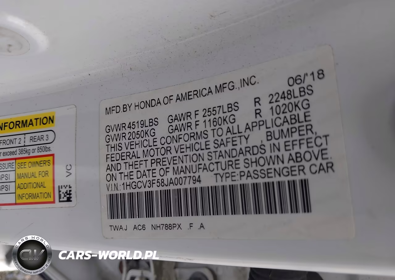 2018 Honda Accord Hybrid Ex-L VIN:1HGCV3F58JA007794 - 9