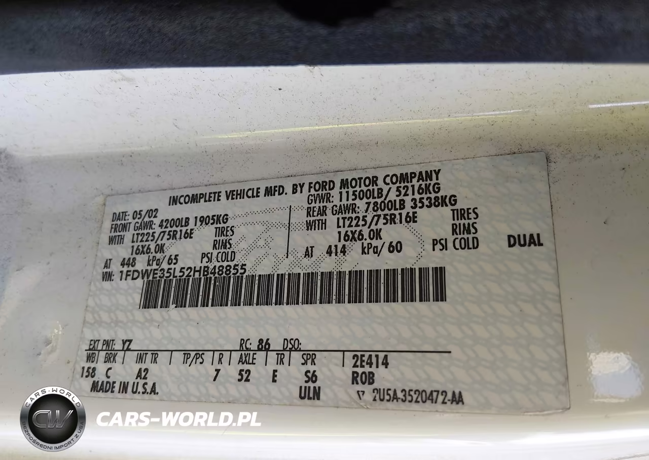 2002 Ford E-350 Cutaway Standard VIN:1FDWE35L52HB48855 - 9