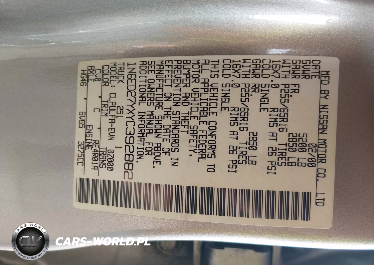 2000 Nissan Frontier Se-V6-Xe-V6 VIN:1N6ED27YXYC392882 - 9