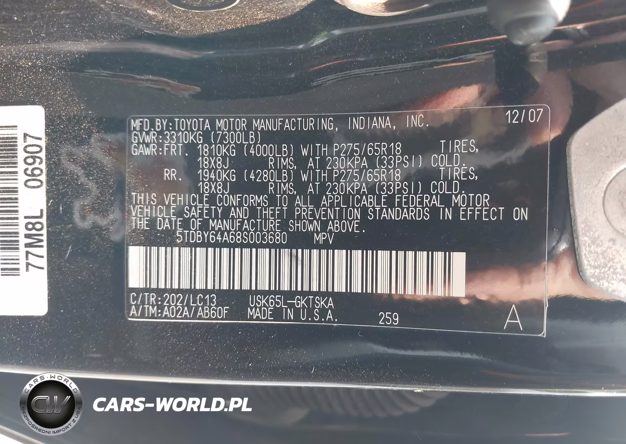 2008 Toyota Sequoia Sr5 5.7L V8 VIN:5TDBY64A68S003680 - 9
