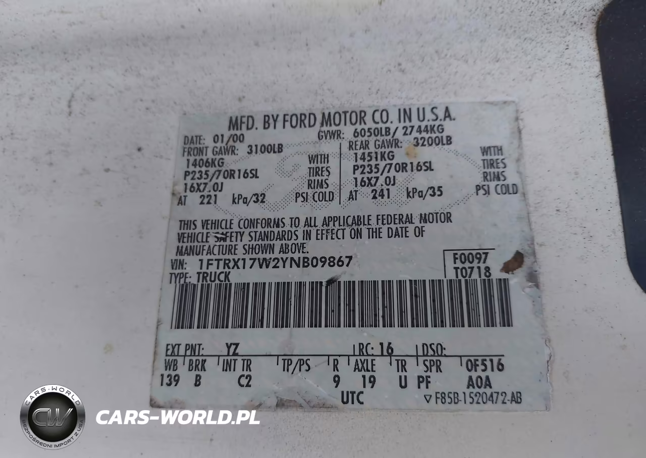 2000 Ford F-150 Lariat-Work Series-Xl-Xlt VIN:1FTRX17W2YNB09867 - 9