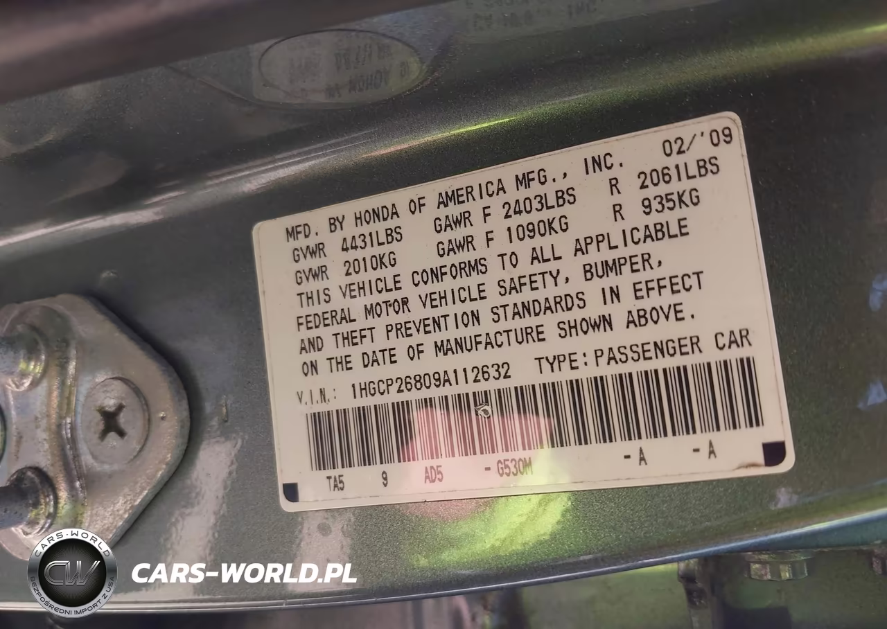2009 Honda Accord 2.4 Ex-L VIN:1HGCP26809A112632 - 9