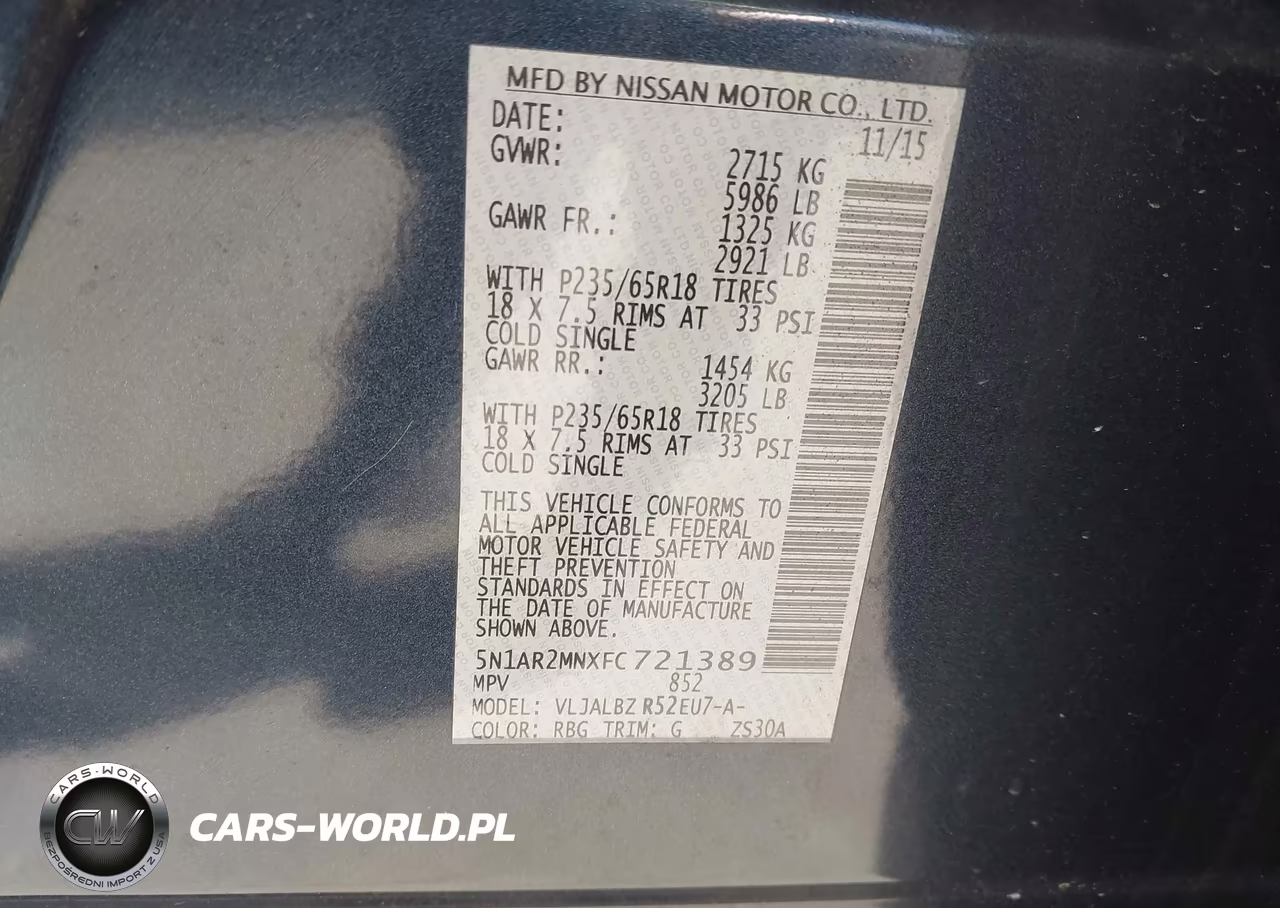 2015 Nissan Pathfinder S VIN:5N1AR2MNXFC721389 - 9