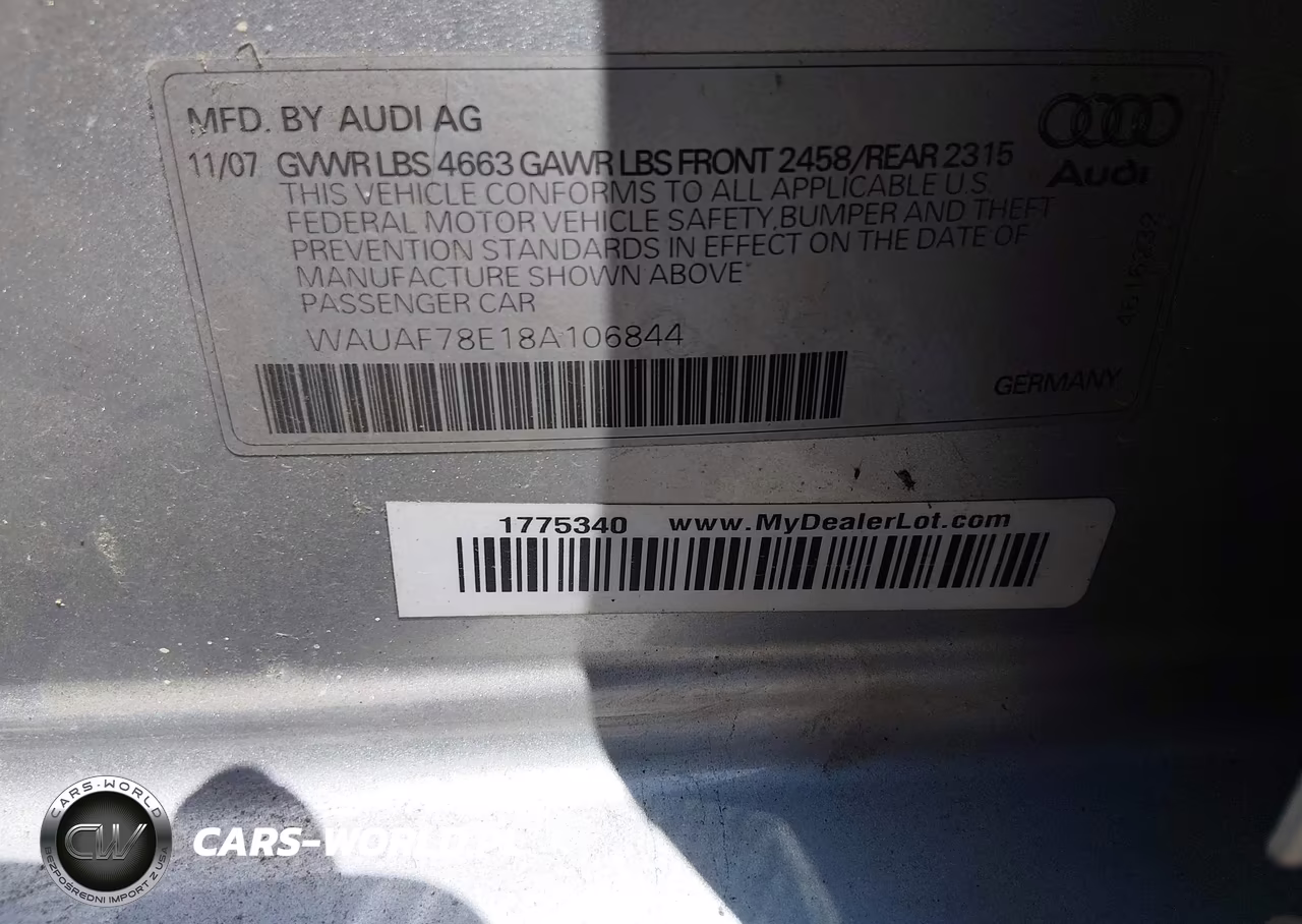 2008 Audi A4 2.0T VIN:WAUAF78E18A106844 - 9