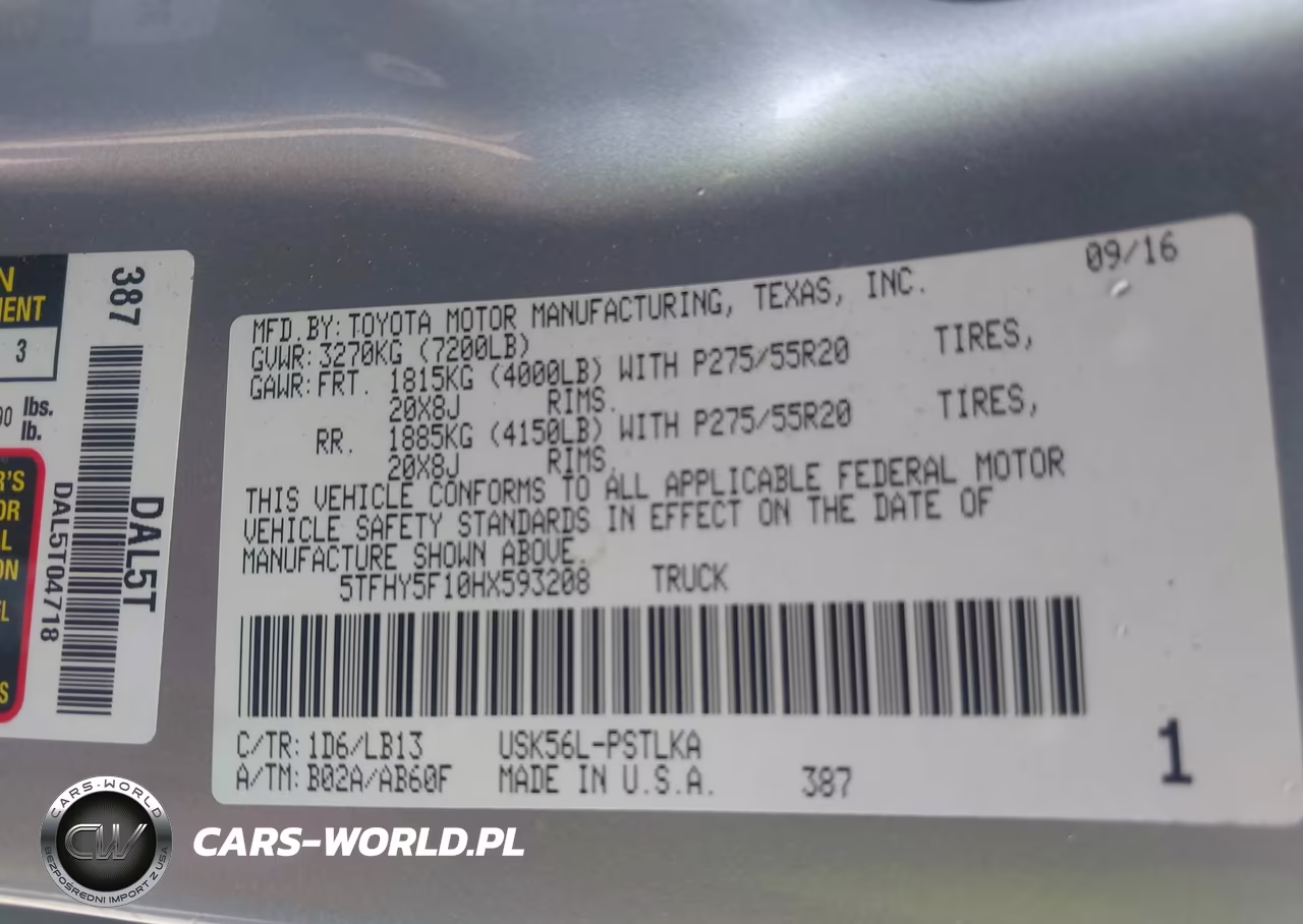 2017 Toyota Tundra Limited 5.7L V8 VIN:5TFHY5F10HX593208 - 9