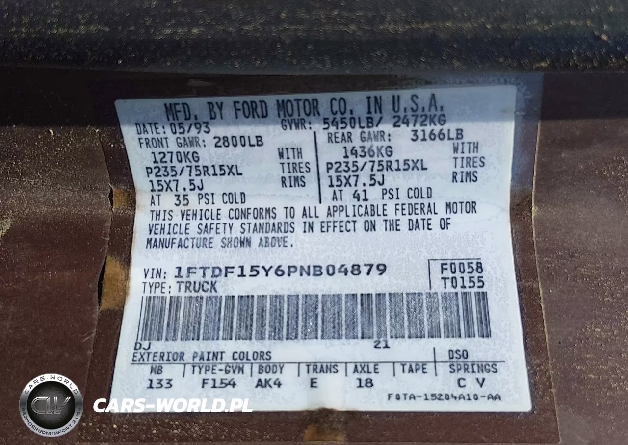 1993 Ford F150 VIN:1FTDF15Y6PNB04879 - 9