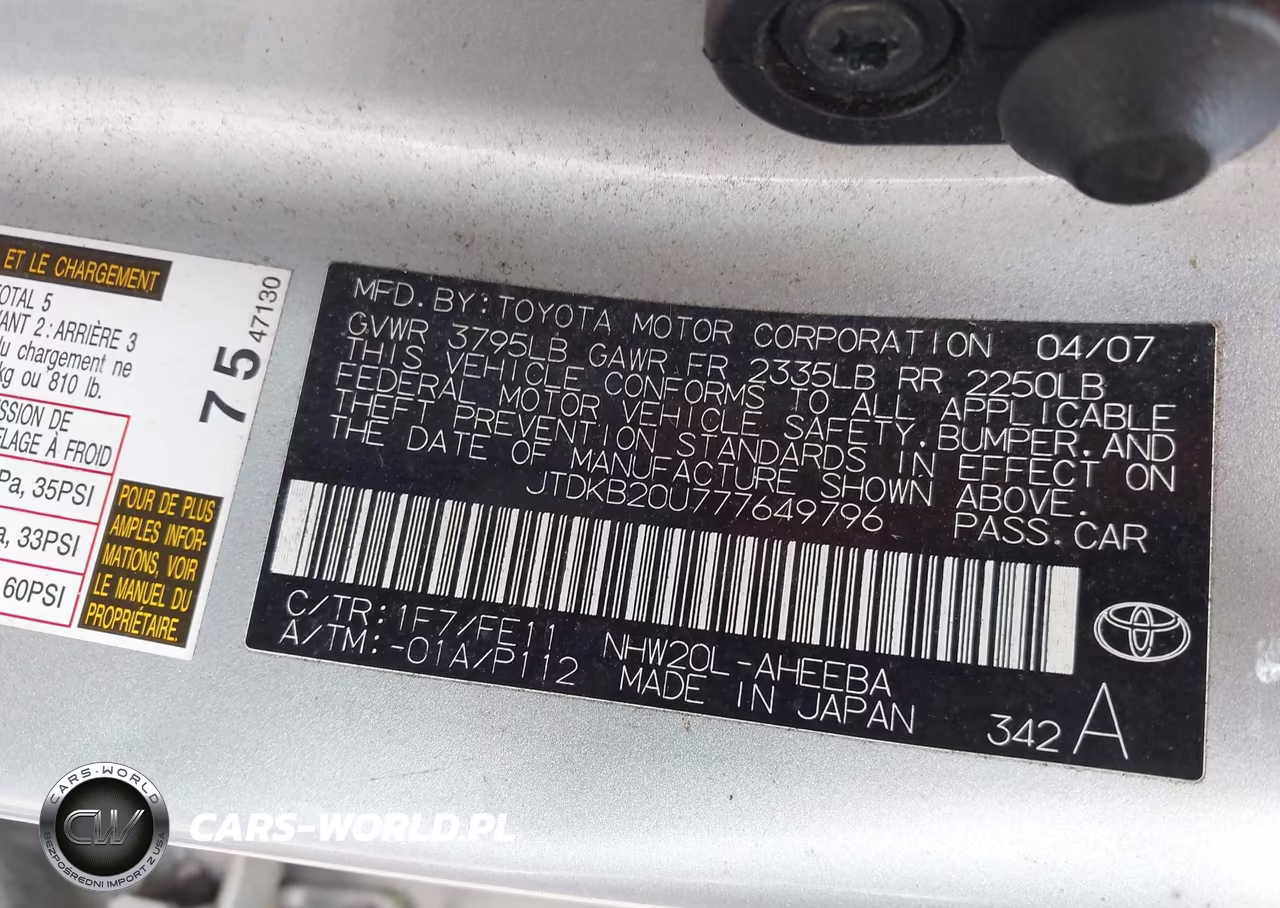 2007 Toyota Prius VIN:JTDKB20U777649796 - 9