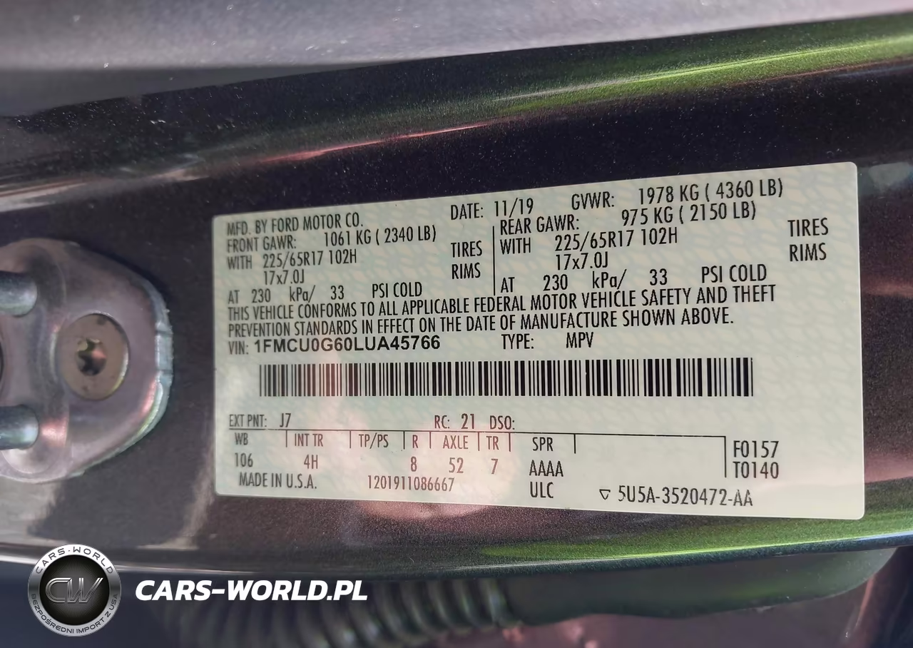 2020 Ford Escape Se VIN:1FMCU0G60LUA45766 - 9