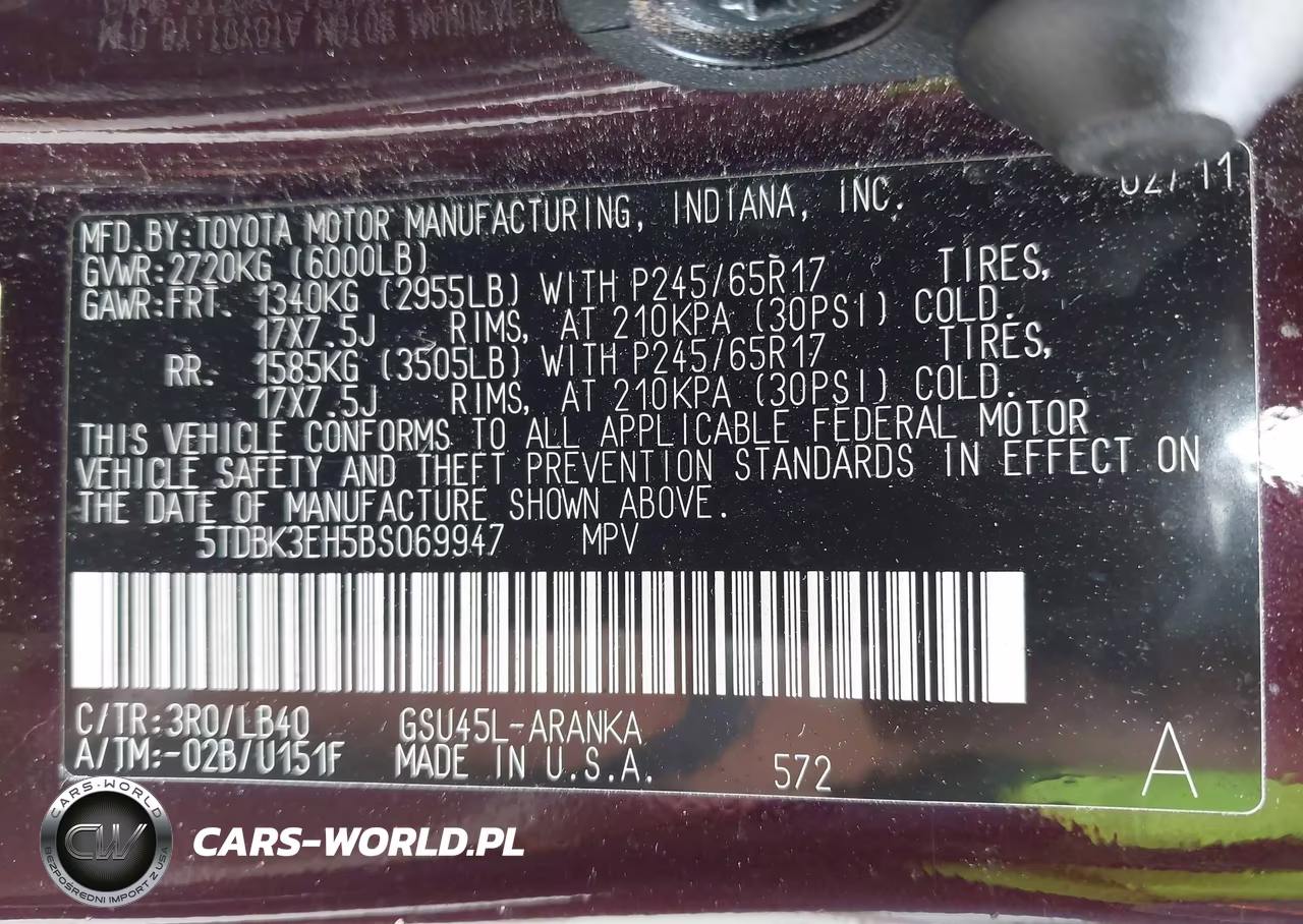 2011 Toyota Highlander Se V6 VIN:5TDBK3EH5BS069947 - 9