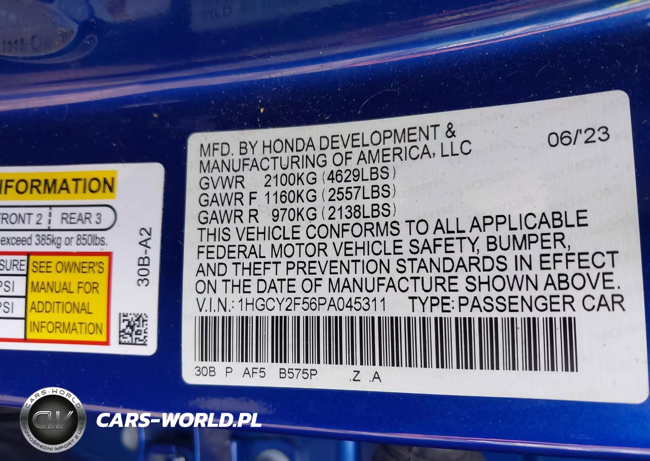 2023 Honda Accord Hybrid Sport VIN:1HGCY2F56PA045311 - 9