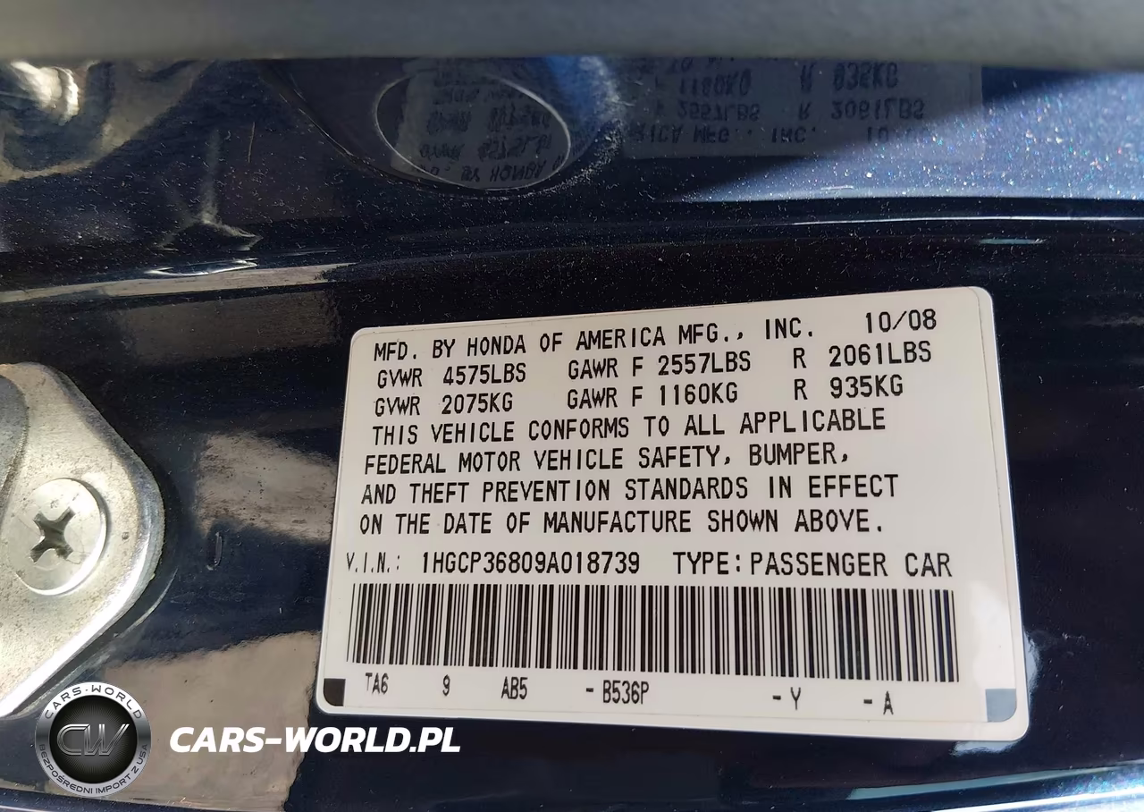 2009 Honda Accord 3.5 Ex-L VIN:1HGCP36809A018739 - 9