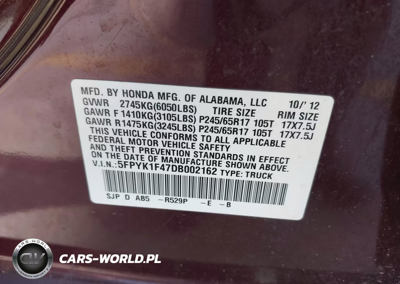 2013 Honda Ridgeline Rts VIN:5FPYK1F47DB002162 - 9