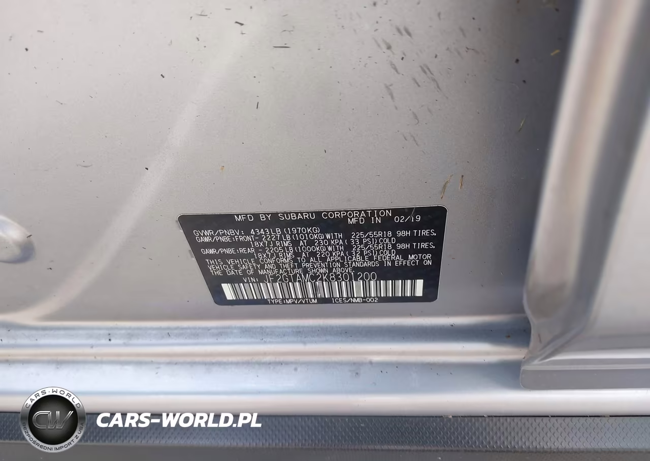 2019 Subaru Crosstrek 2.0I Limited VIN:JF2GTAMC2K8301200 - 9