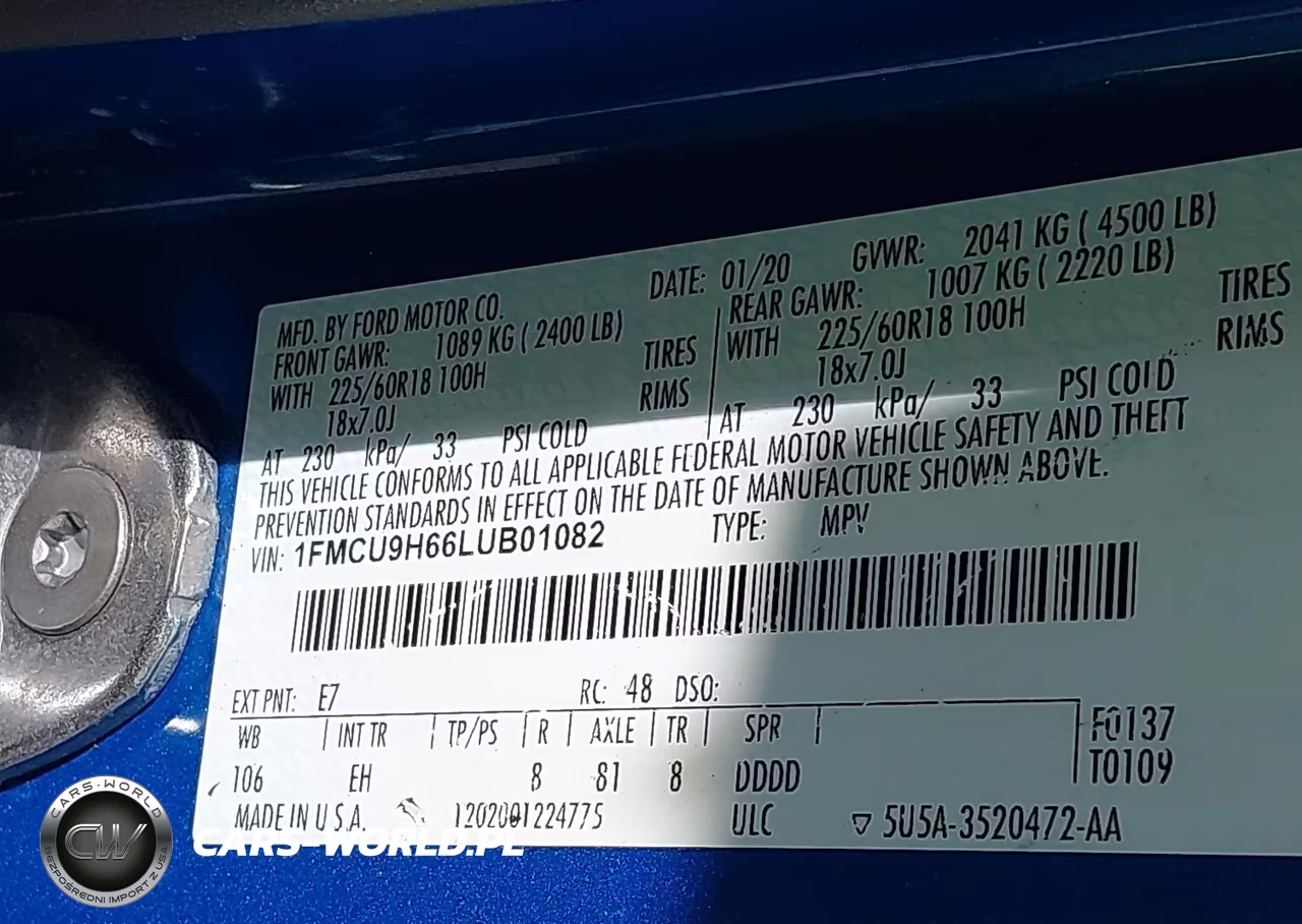 2020 Ford Escape Sel VIN:1FMCU9H66LUB01082 - 9
