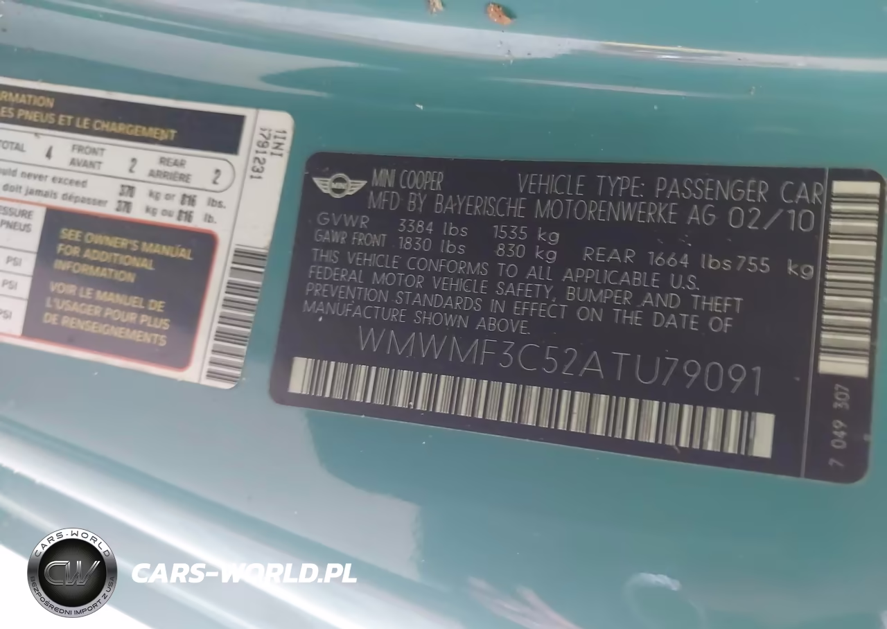 2010 Mini Cooper VIN:WMWMF3C52ATU79091 - 9