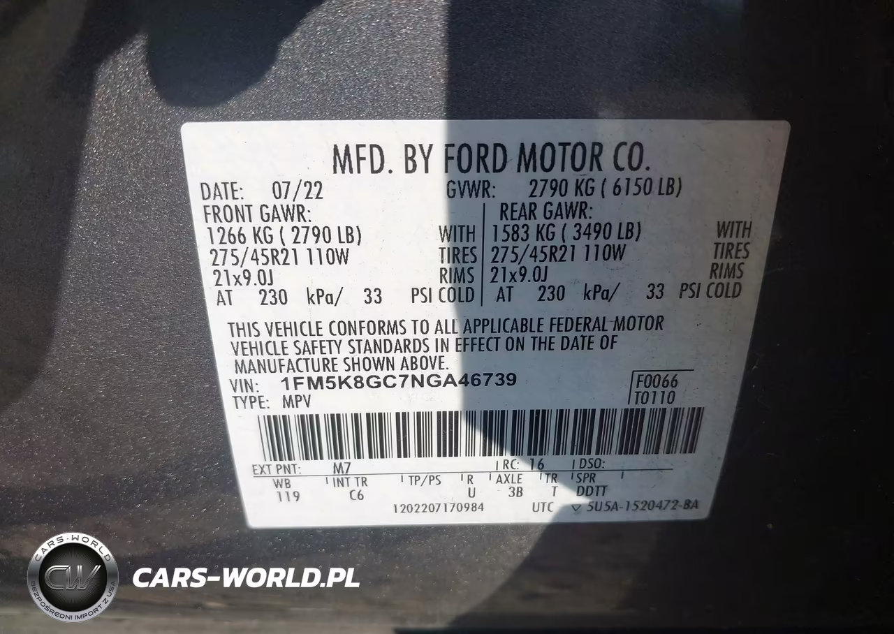 2022 Ford Explorer St VIN:1FM5K8GC7NGA46739 - 9