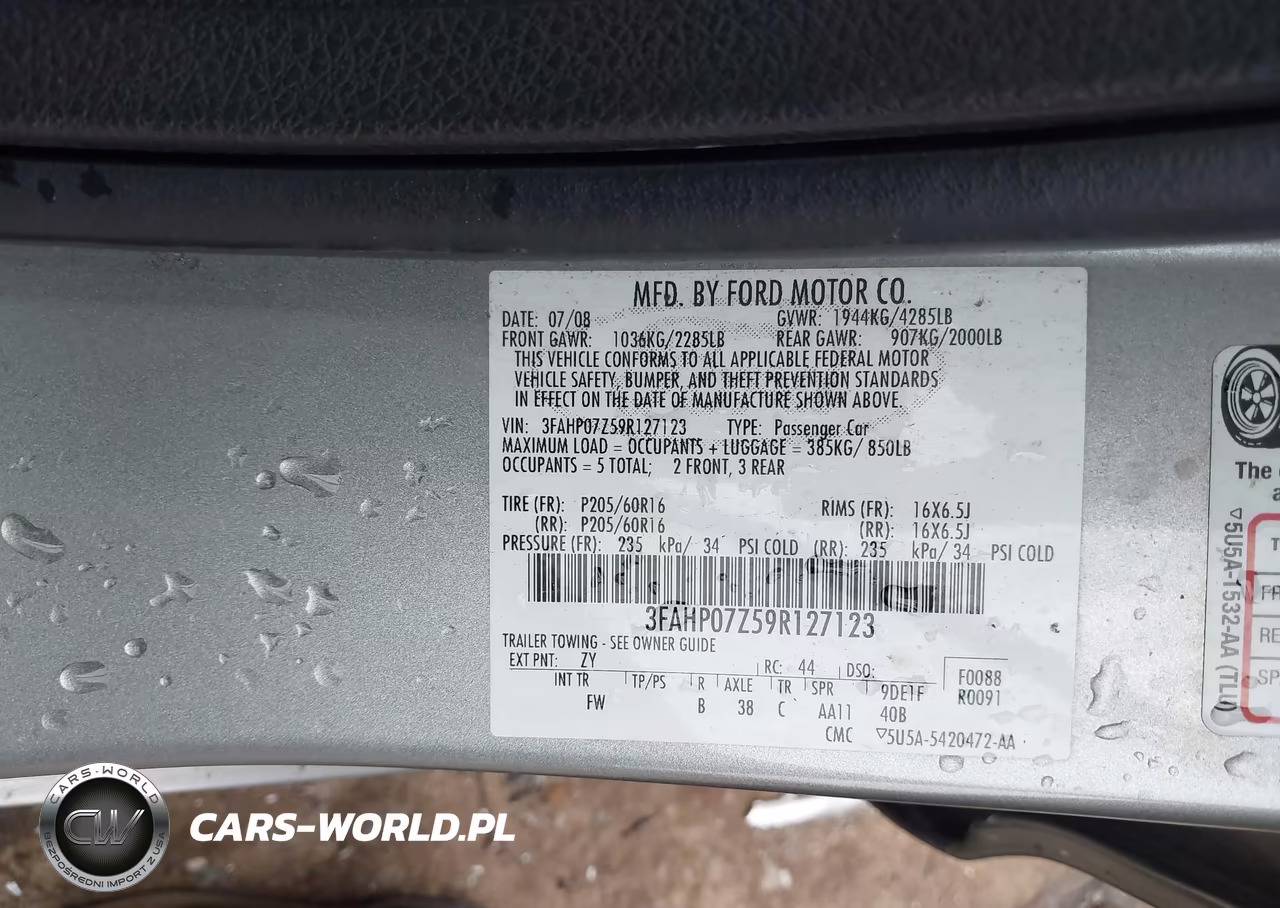 2009 Ford Fusion Se VIN:3FAHP07Z59R127123 - 9