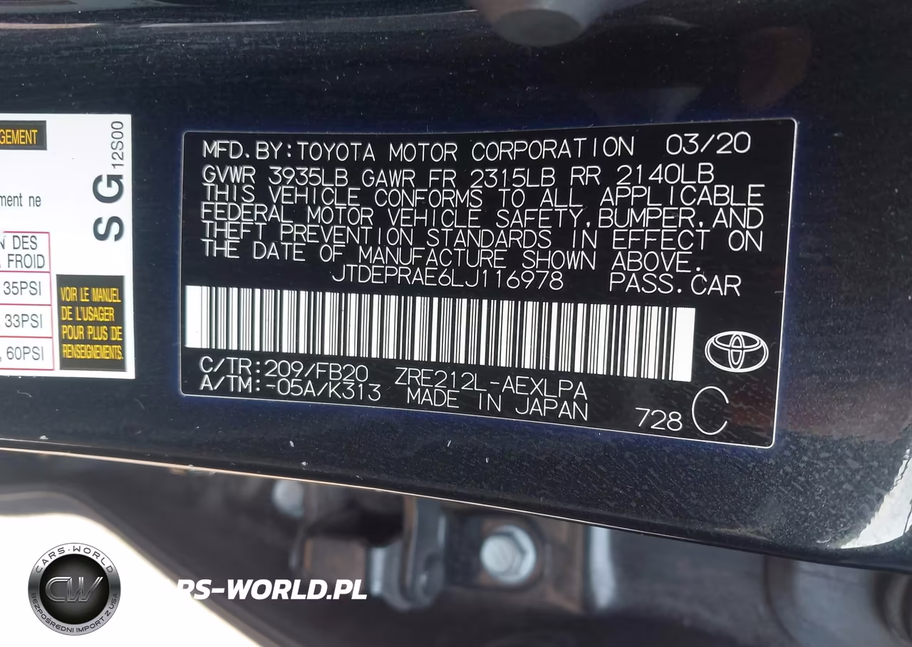 2020 Toyota Corolla Le VIN:JTDEPRAE6LJ116978 - 9