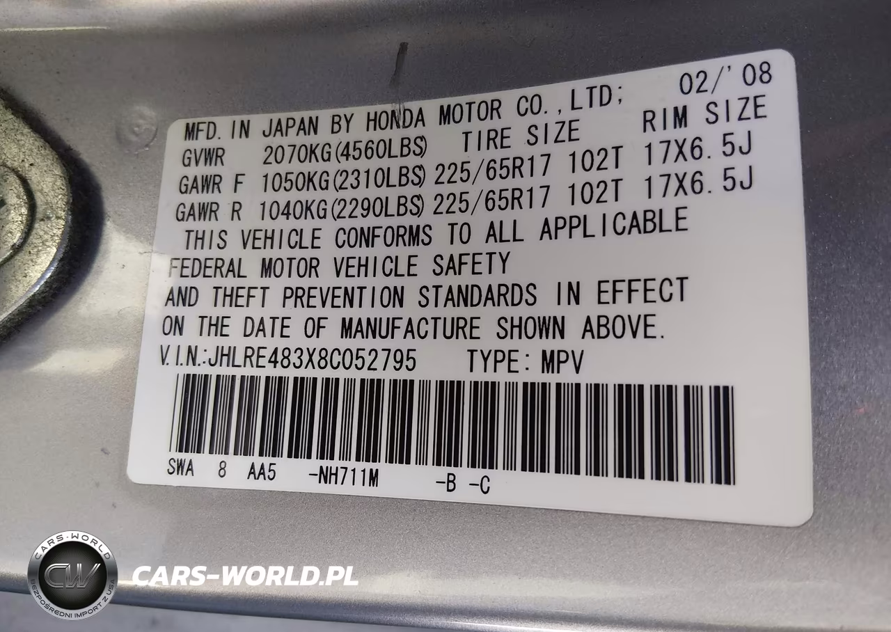 2008 Honda Cr-V Lx VIN:JHLRE483X8C052795 - 9