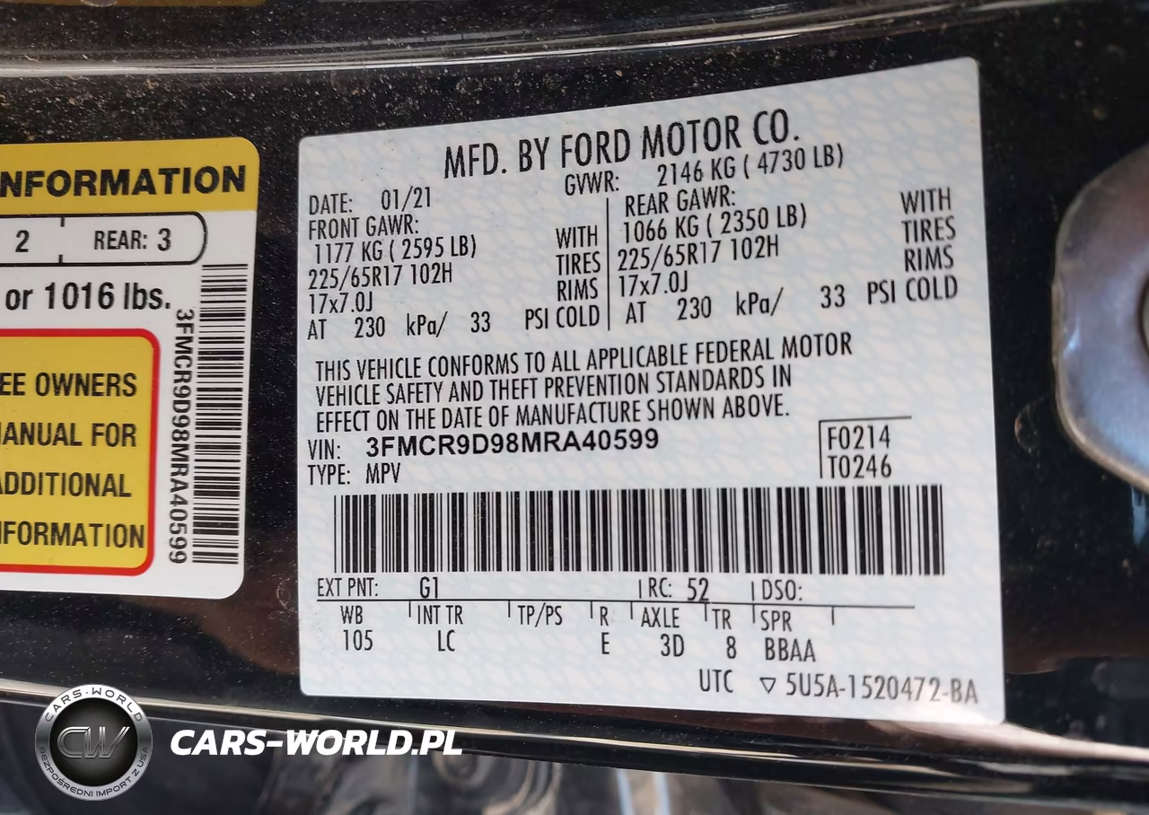 2021 Ford Bronco Sport Badlands VIN:3FMCR9D98MRA40599 - 9