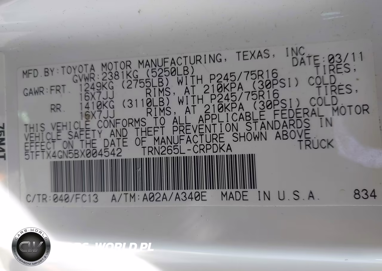 2011 Toyota Tacoma Prerunner VIN:5TFTX4GN5BX004542 - 9