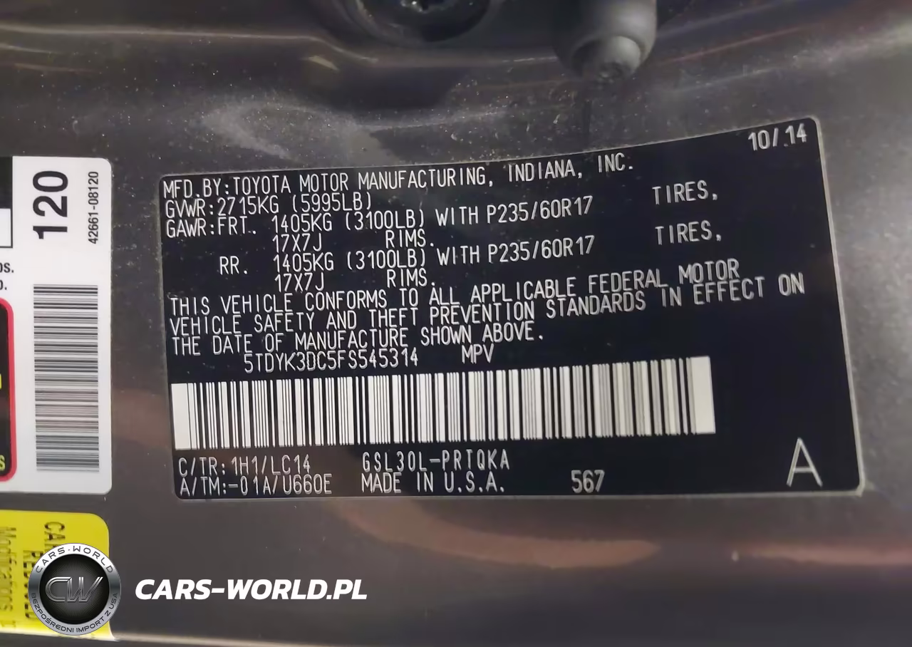 2015 Toyota Sienna Xle 8 Passenger VIN:5TDYK3DC5FS545314 - 9