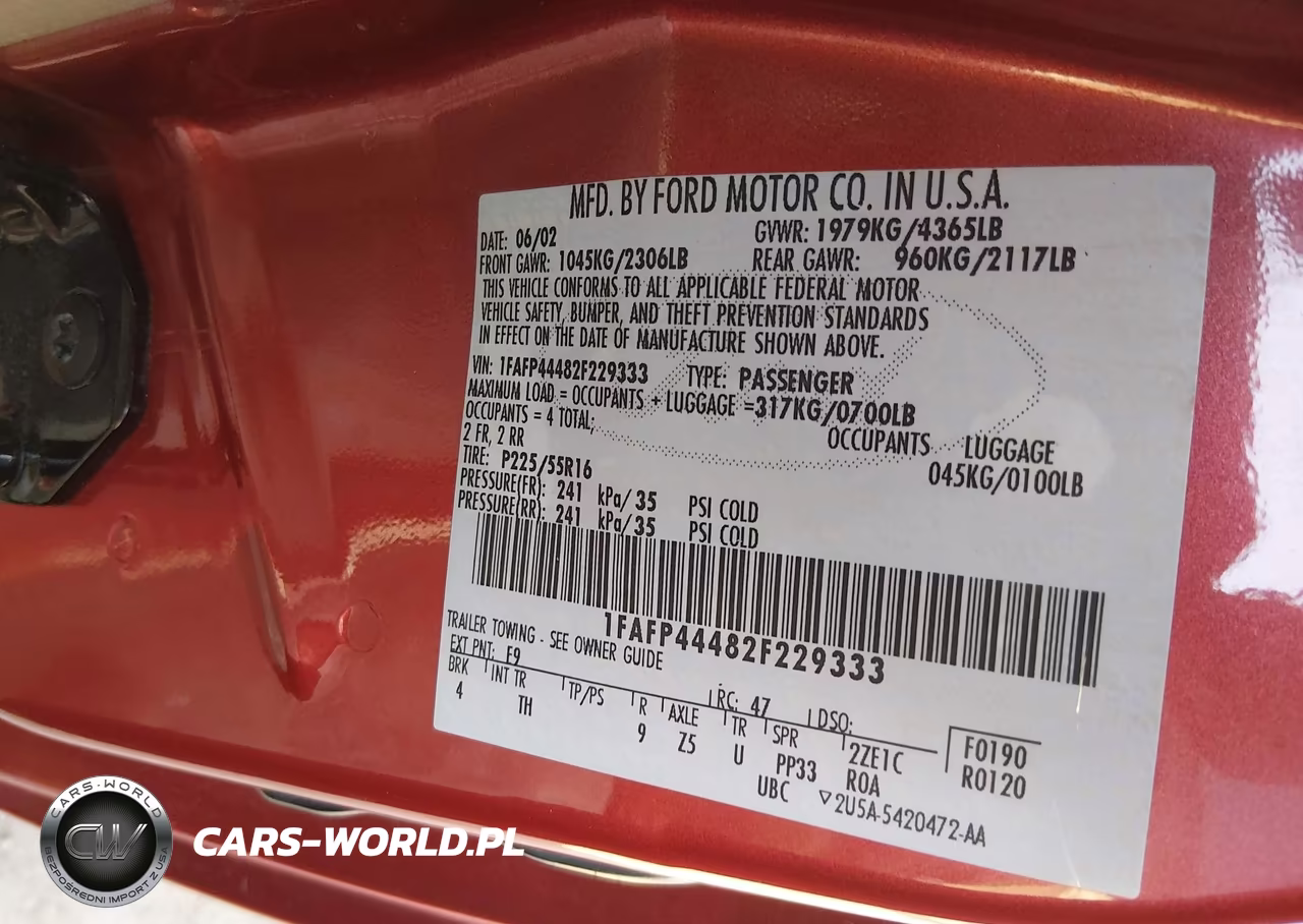 2002 Ford Mustang Deluxe-Premium VIN:1FAFP44482F229333 - 9