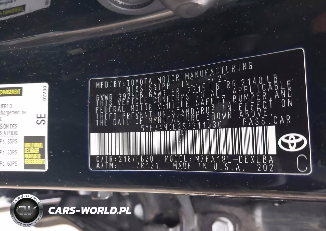 2025 Toyota Corolla Le VIN:5YFB4MDE2SP311030 - 9