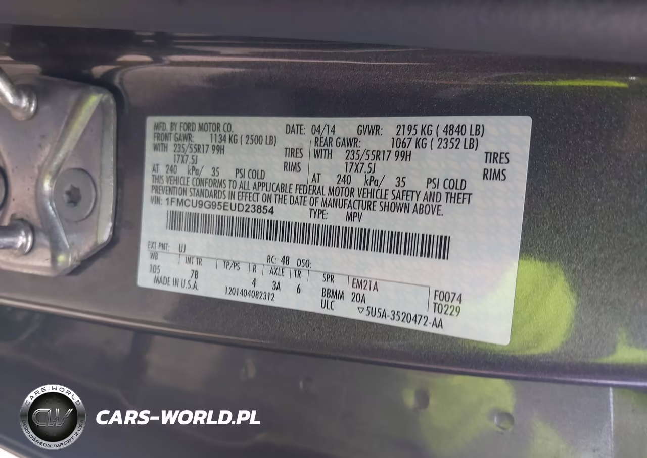 2014 Ford Escape Se VIN:1FMCU9G95EUD23854 - 9