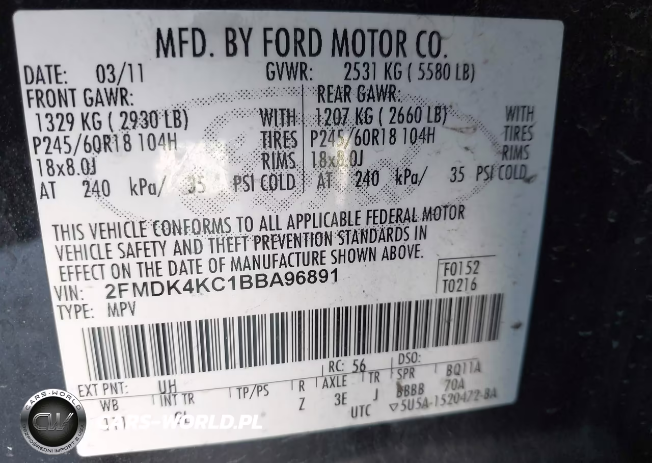 2011 Ford Edge Limited VIN:2FMDK4KC1BBA96891 - 9