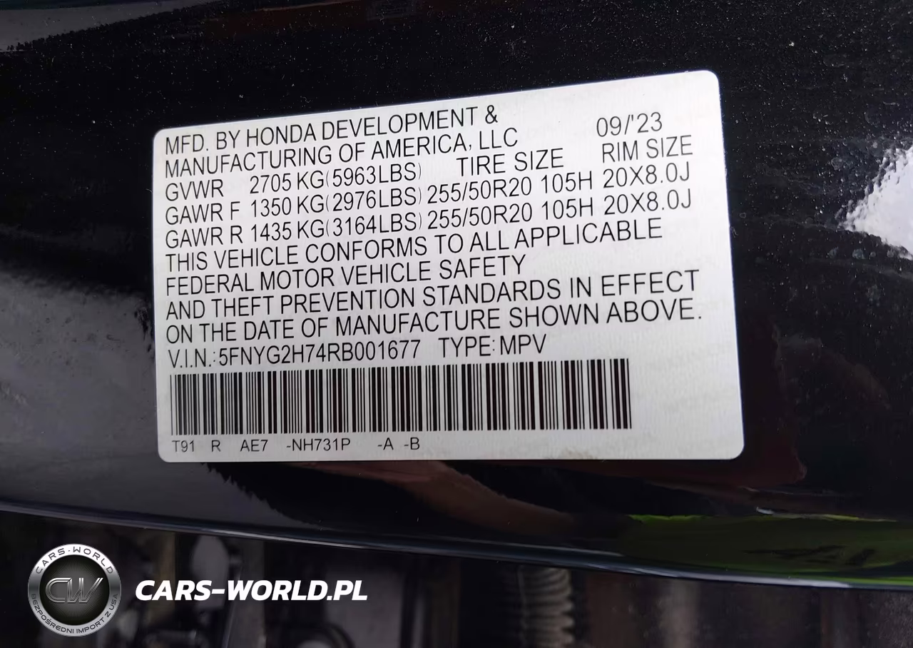 2024 Honda Pilot Touring VIN:5FNYG2H74RB001677 - 9