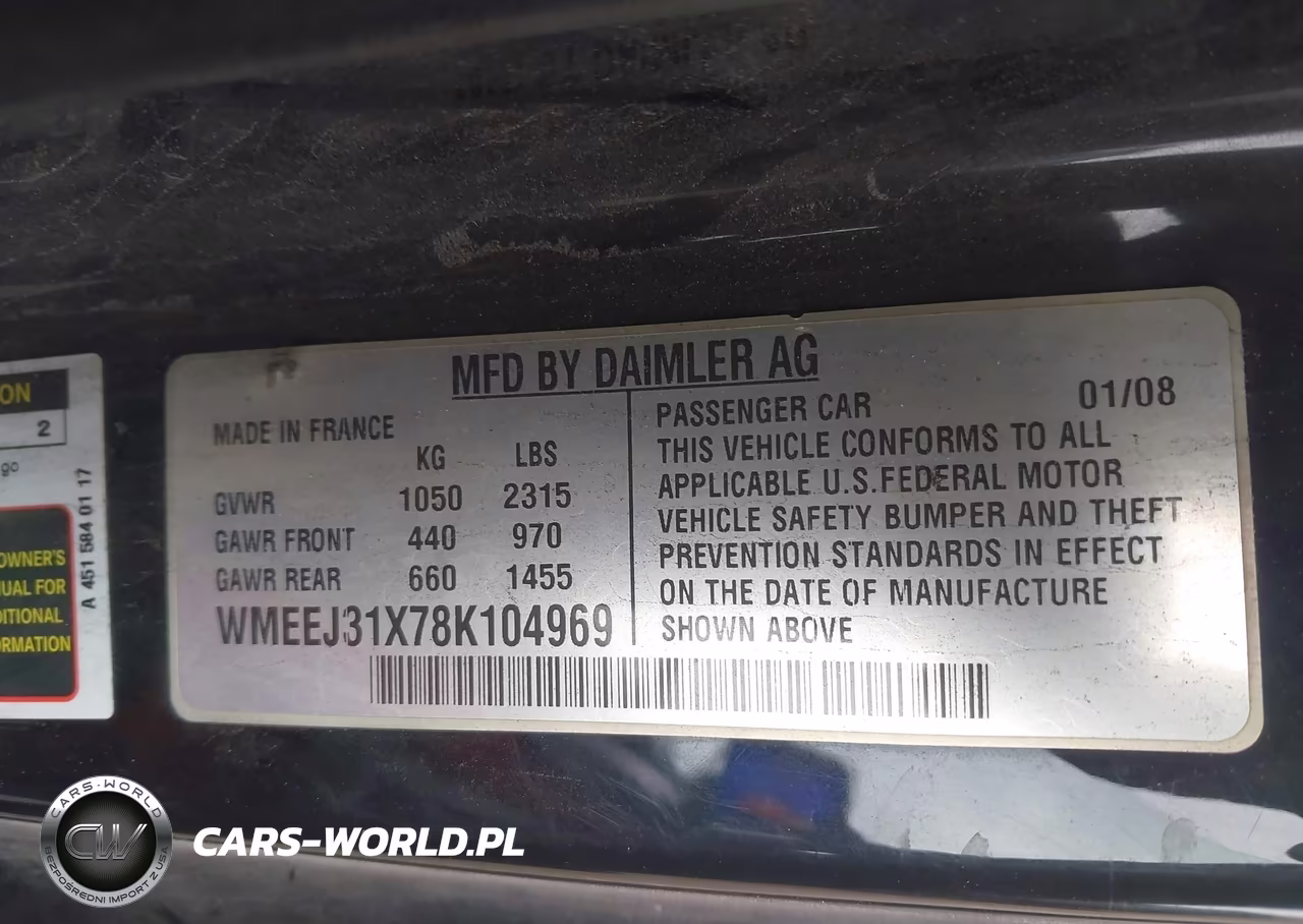 2008 Smart Fortwo Passion-Pure VIN:WMEEJ31X78K104969 - 9