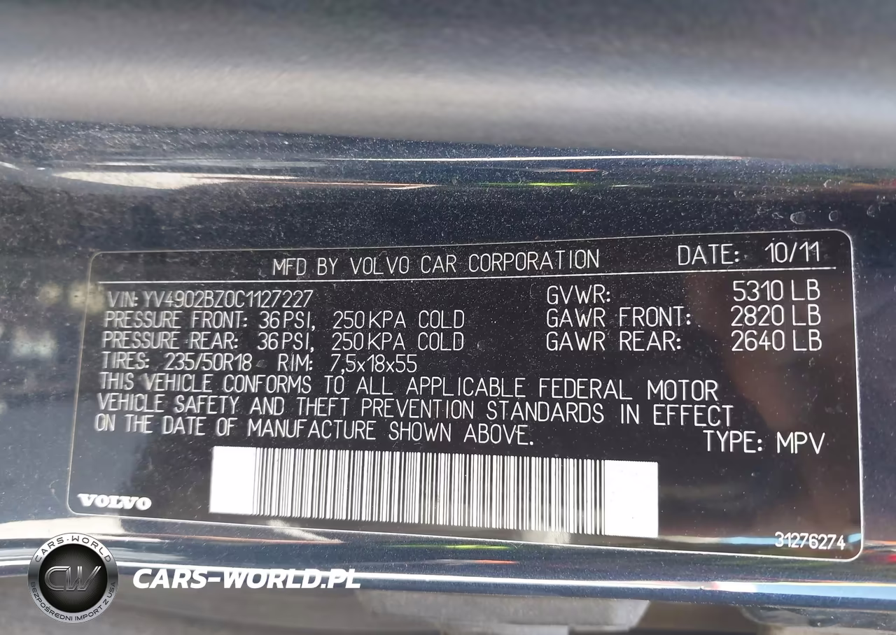 2012 Volvo Xc70 3.0L T6 Platinum VIN:YV4902BZ0C1127227 - 9