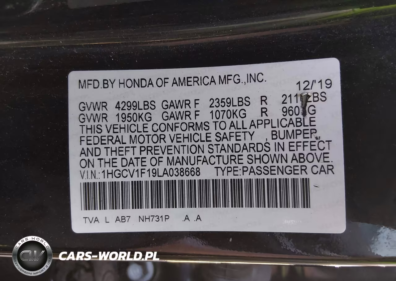 2020 Honda Accord Lx VIN:1HGCV1F19LA038668 - 9