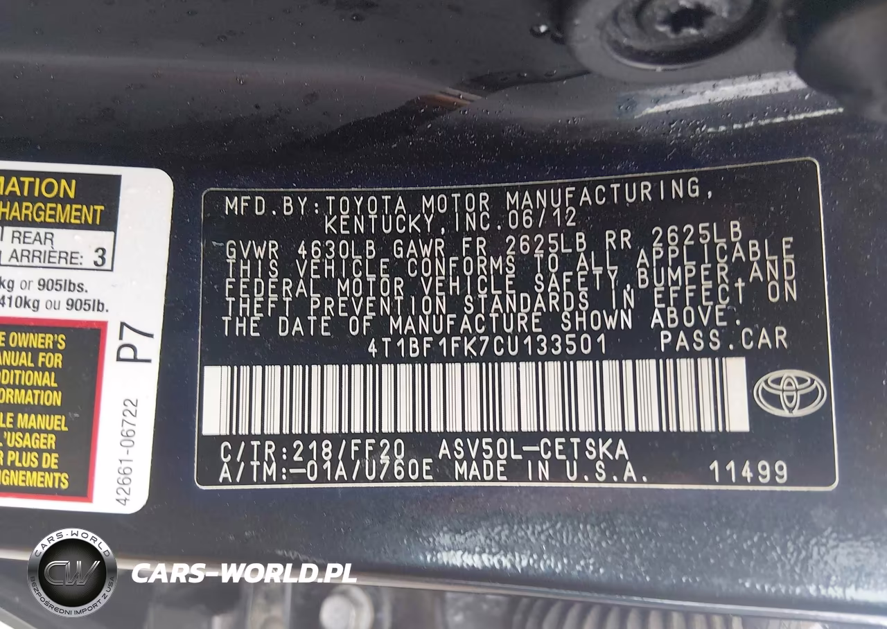 2012 Toyota Camry Se VIN:4T1BF1FK7CU133501 - 9