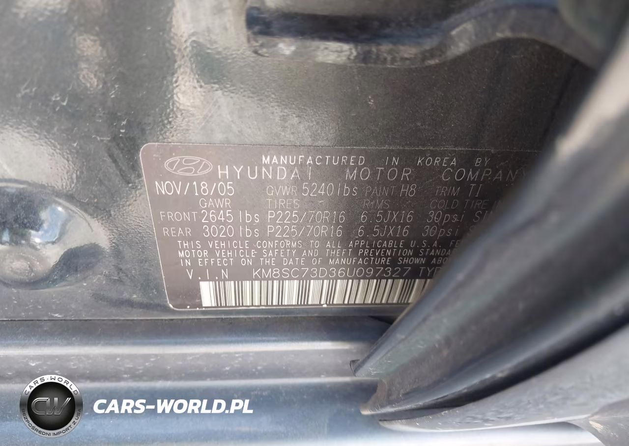 2006 Hyundai Santa Fe Gls VIN:KM8SC73D36U097327 - 9