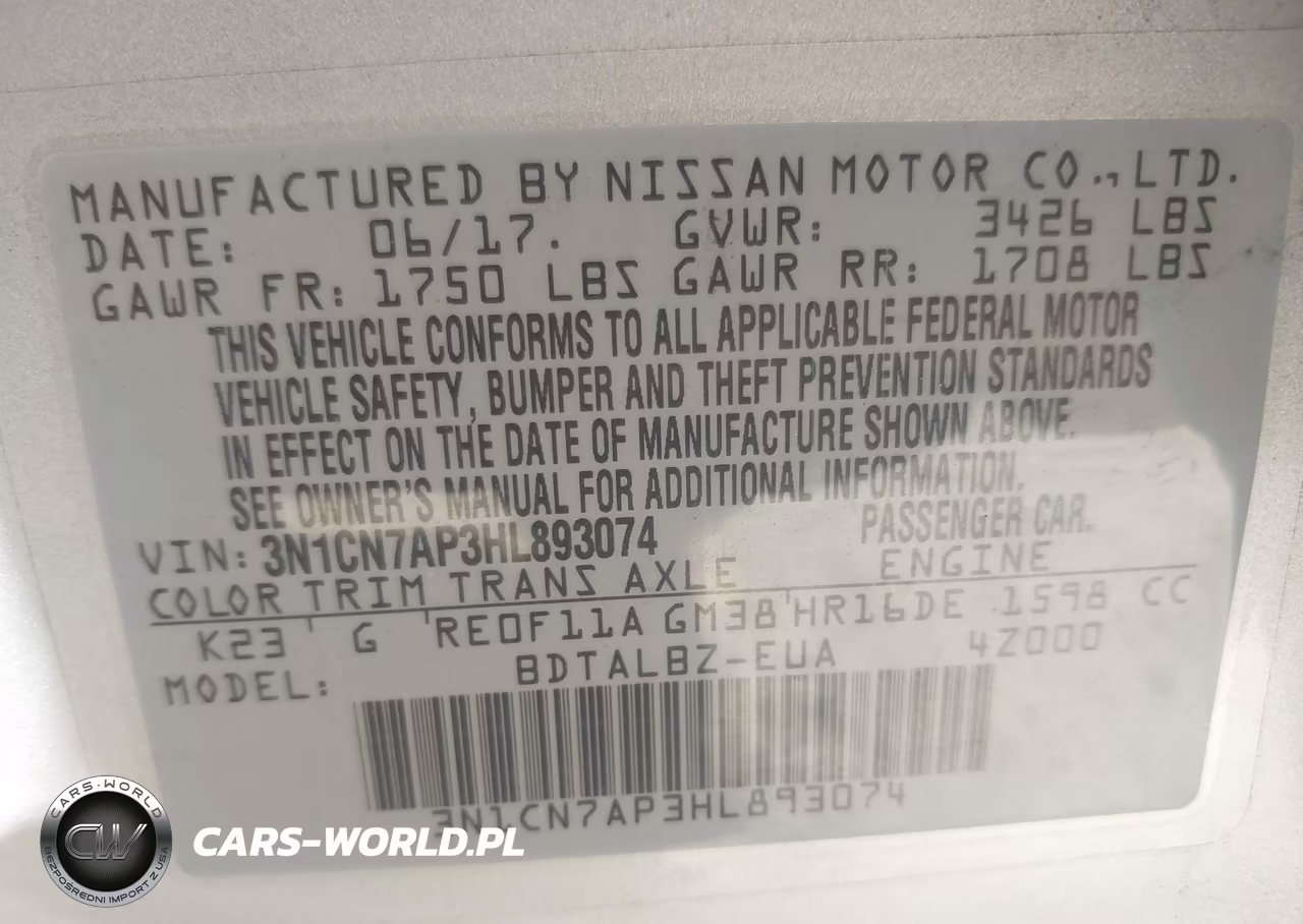 2017 Nissan Versa 1.6 Sv VIN:3N1CN7AP3HL893074 - 9
