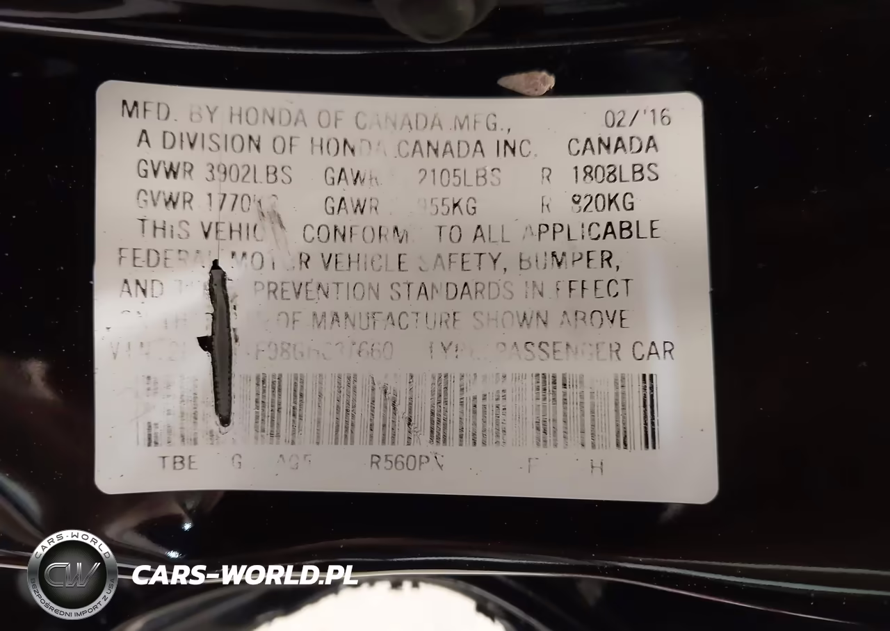 2016 Honda Civic Touring VIN:2HGFC1F98GH637660 - 9