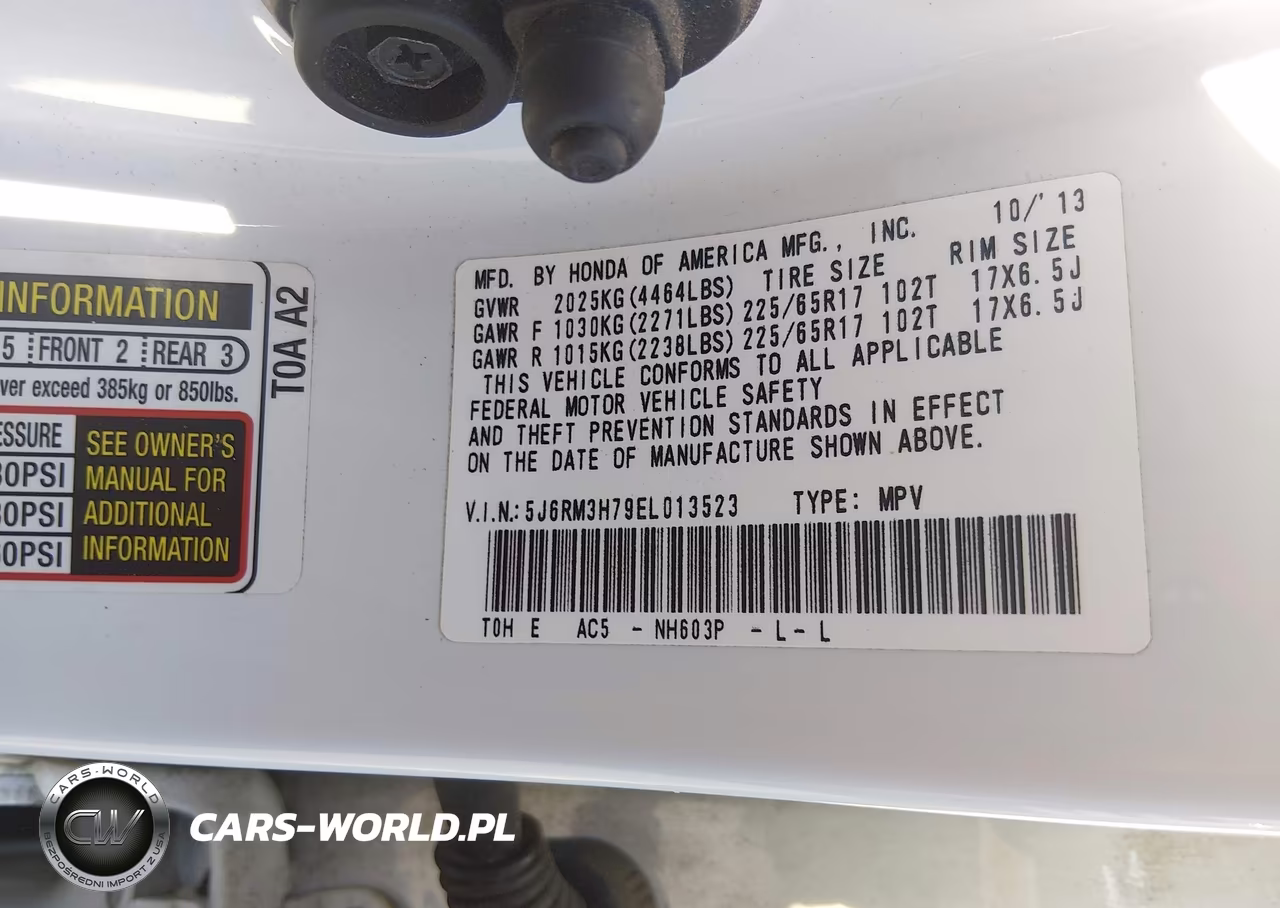 2014 Honda Cr-V Exl VIN:5J6RM3H79EL013523 - 9