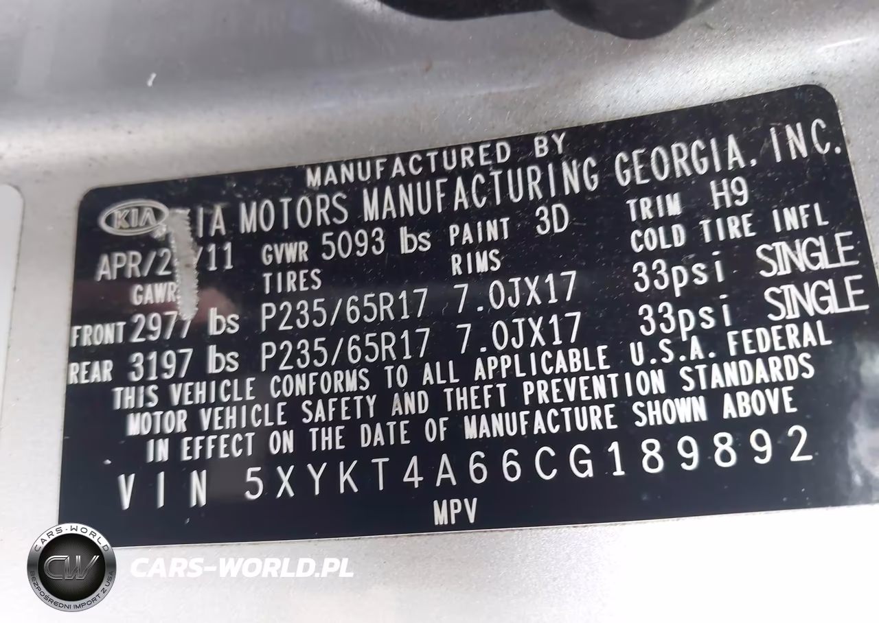 2012 Kia Sorento Lx VIN:5XYKT4A66CG189892 - 9